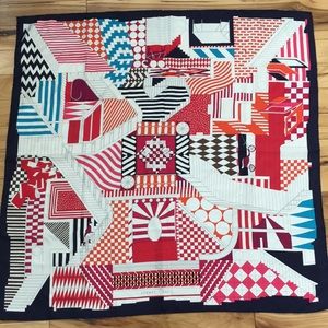 Hermès silk scarf Promenade Au Faubourg Navy